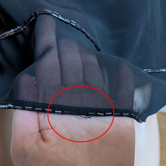 Vintage Y2K Express Black Midi Dress Beaded Evening Whimsigoth Size 9/10 - Picture 7 of 11